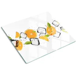 GLASPLATTE 60x52 cm Orangen mit Eis