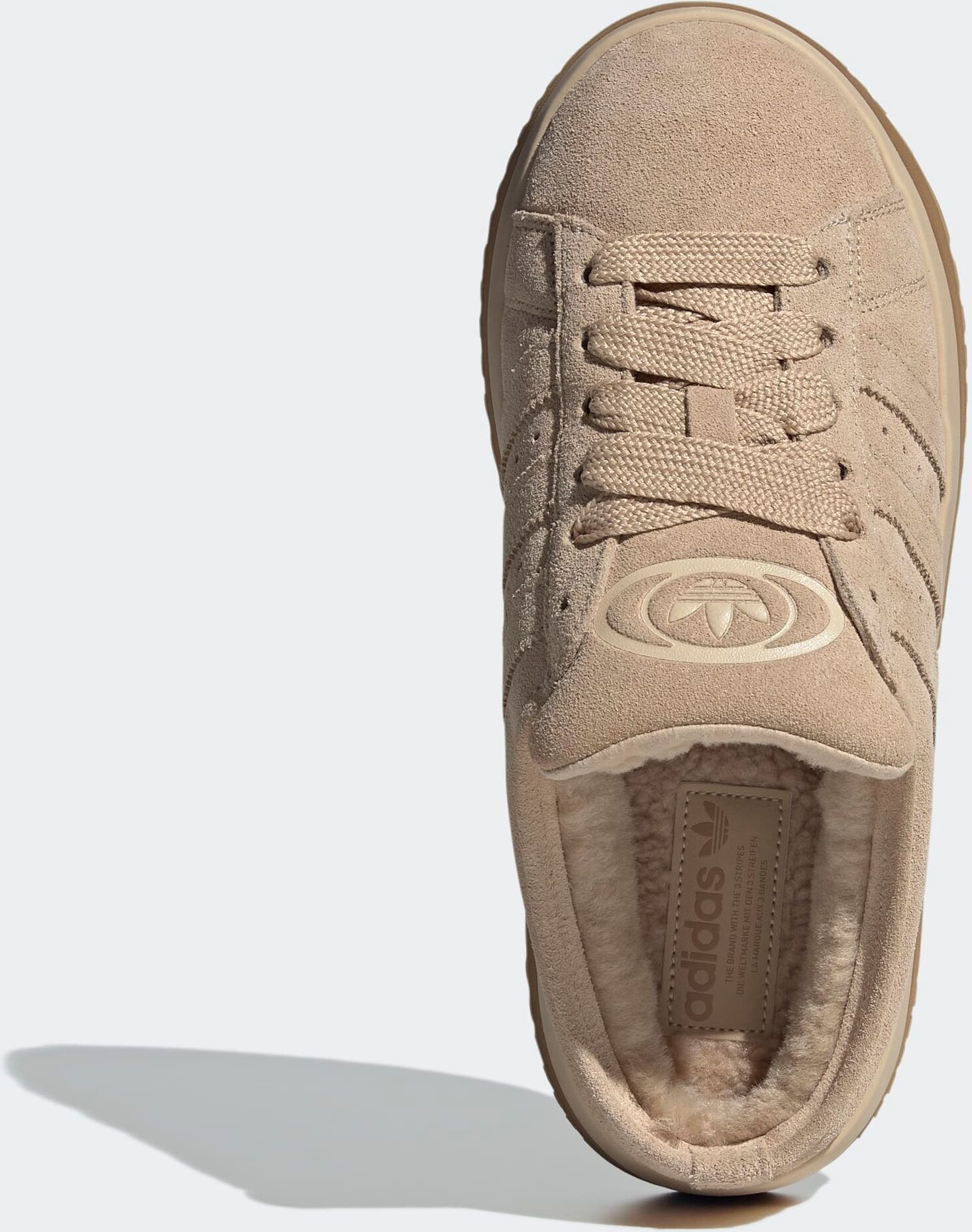 Clog ADIDAS ORIGINALS "CAMPUS 00ER WINTER LOW", Damen, Gr. 38,5, magic beige, magic beige, gum4, Leder, Schuhe Clog, Hausschuh, Pantolette, Mule, Slipper mit Plateua für Herbst und Winter magic beige, magic beige, gum4 38,5