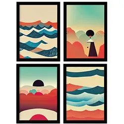 POSTER Set mit 4 Wolken Abstrakt Moderne Galaxien A3 Rahmenlos