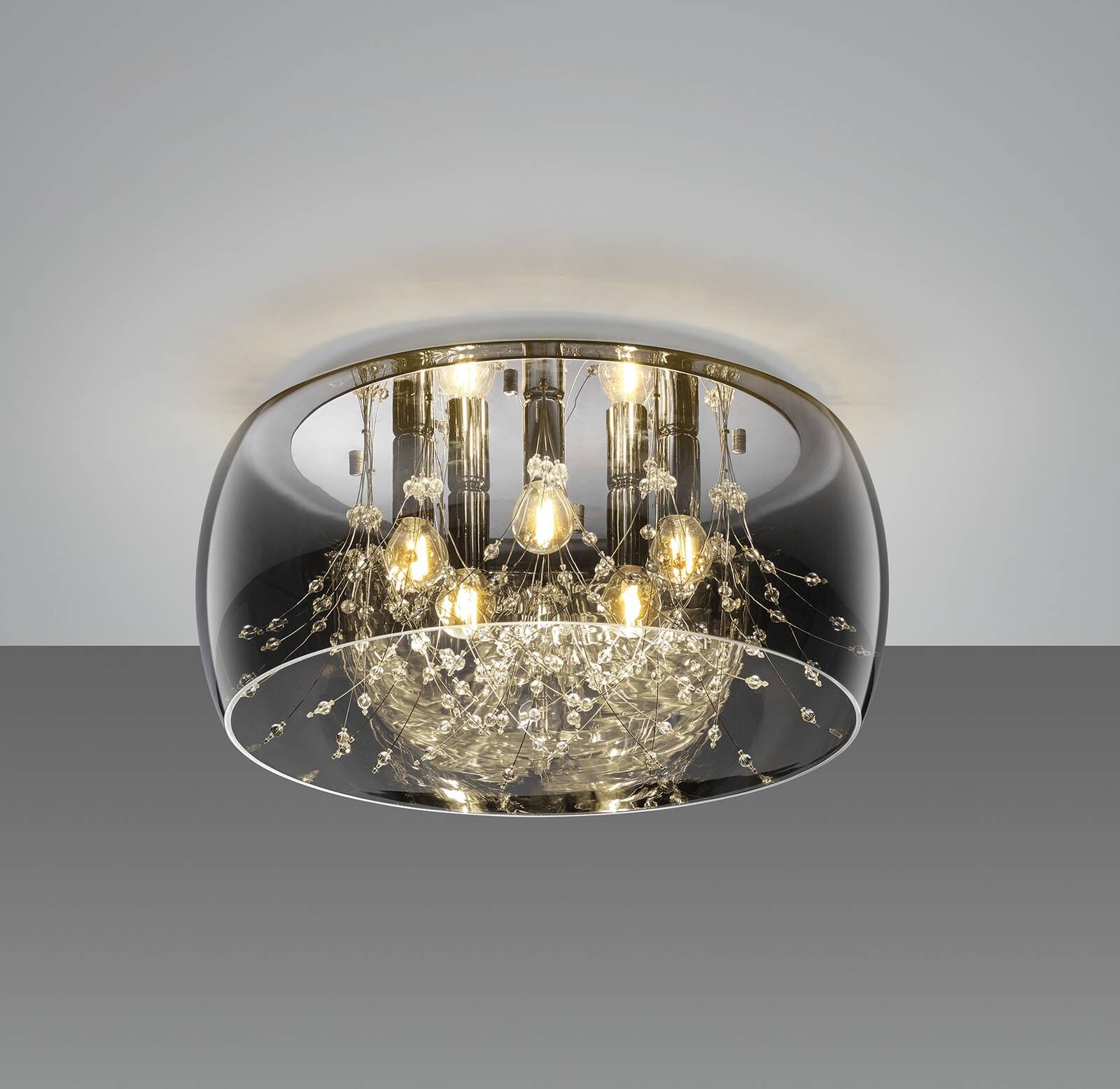 Trio Lighting Ceiling Light Crystel, dimmable, Chrome / silver, Living / Dining Room, Glass, Modern, Ceiling Light