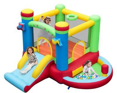 Blow up Moon Bounce Inflatable Bounce House without Blower - Multicolor