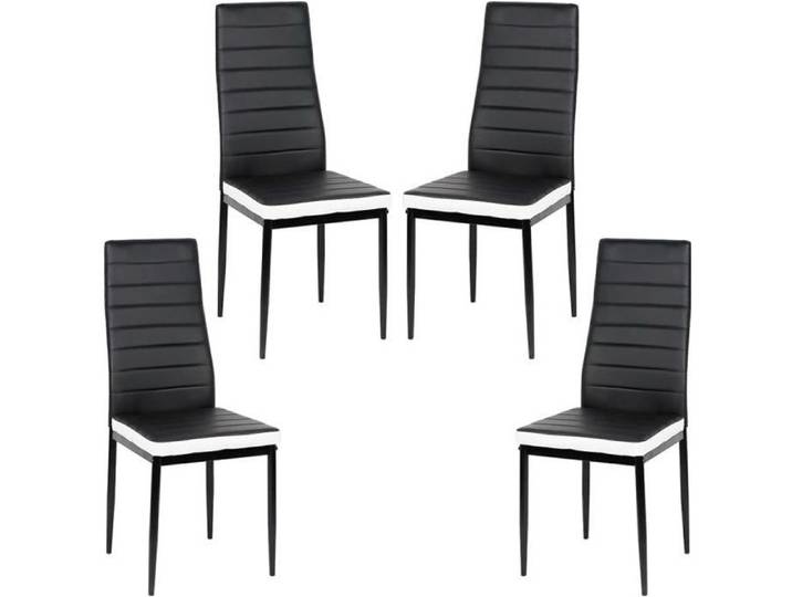 YIS Lot de 4 Chaises en Simili Cuir Style contemporain - Noir/Blanc40 x 39 x 98 cm