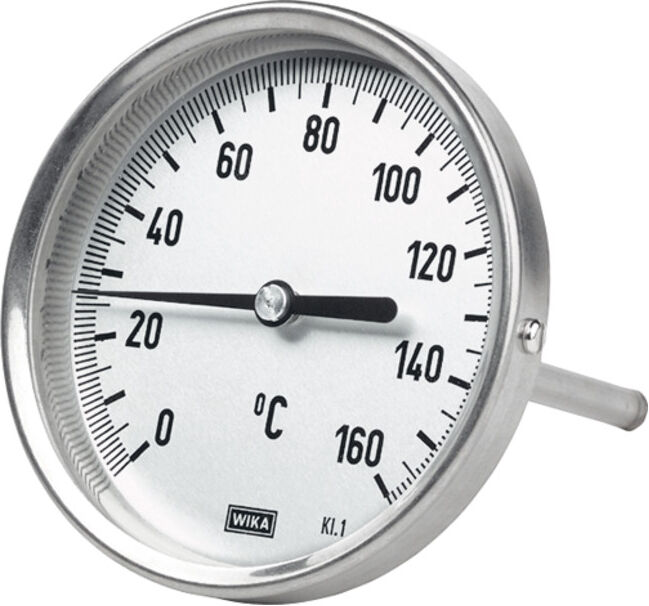 Riegler Thermomètre bimétallique, G 1/2 arrière, L=160, Ø 100, 0 °C à 200 °C (5214)