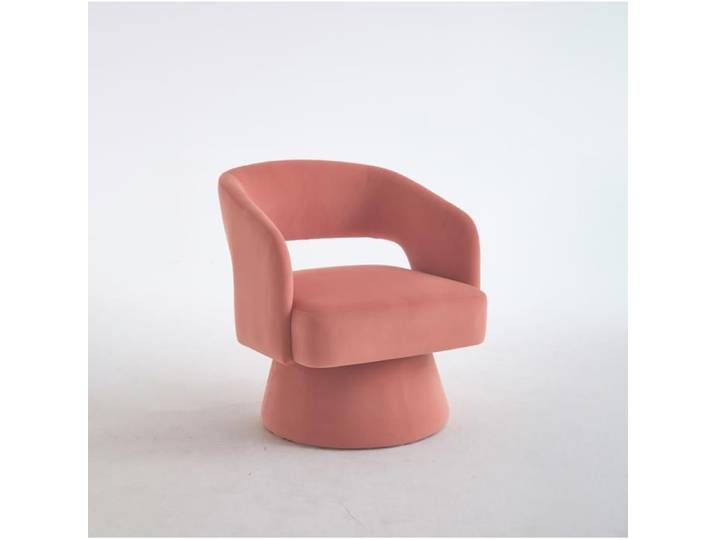 Fauteuil pivotant 360° - Rose - Chenille - Dossier ouvert
