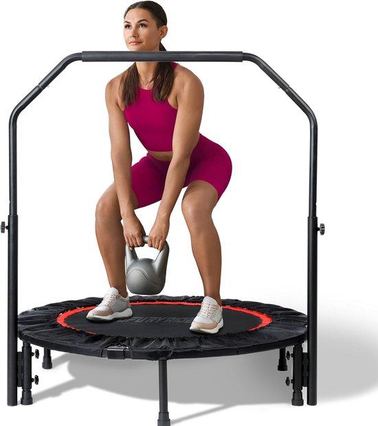 Famanu Klappbares Mini-Trampolin mit verstellbarem Haltegriff - Für Zuhause und Fitnessstudio
