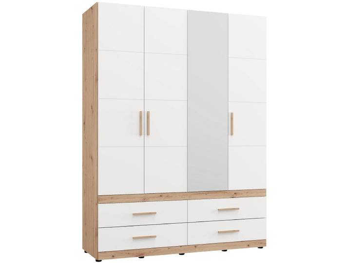 Drehtürenschrank HAMILTON weiss 4 Türen 4 Schubladen