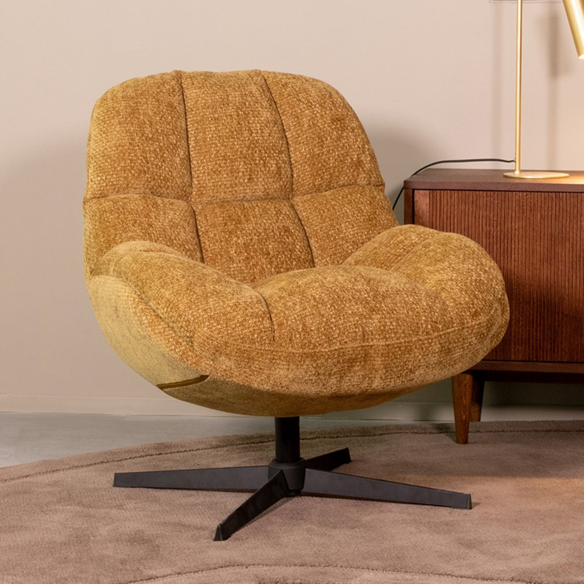 LABEL51 Huxley Loungefauteuil - Geel - Velvet