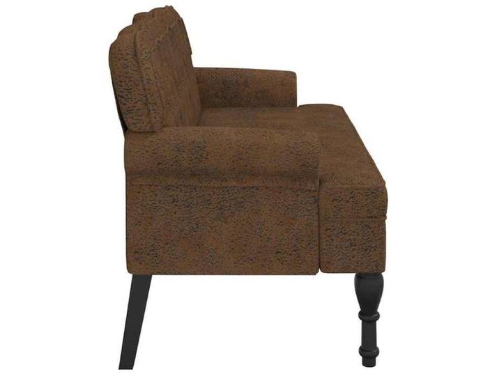 Meuble Banquette Brun - Banc avec dossier marron 119 5x64 5x75 cm - similicuir daim - Contemporain_01_515