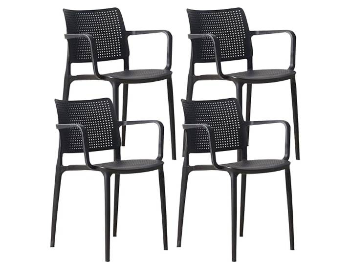 Oviala Set van 4 terrasstoelen van kunststof, zwart