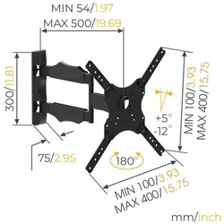 Nanook TV Halterung Wall Mount 32" 55" (Wand, 32" - 55"), TV Wandhalterung, Schwarz