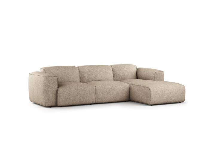 Ecksofa 3-Sitzer mit Longchair Beige Webstoff Amaris 284cm Longchair davorstehend rechts Modern