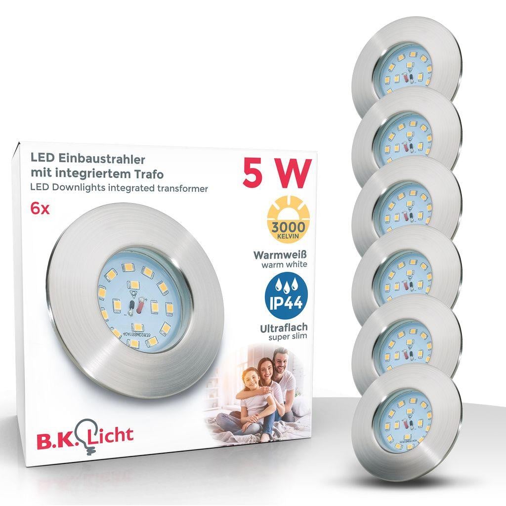 B.K.Licht 3x LED inbouwspots rond, ultradun, IP44, geschikt voor badkamer, keuken en woonkamer, GU10