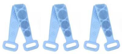 Uplifted Goods Silicone Bath Scrubber Belt For Shower And Body Exfoliation blue 3pcs