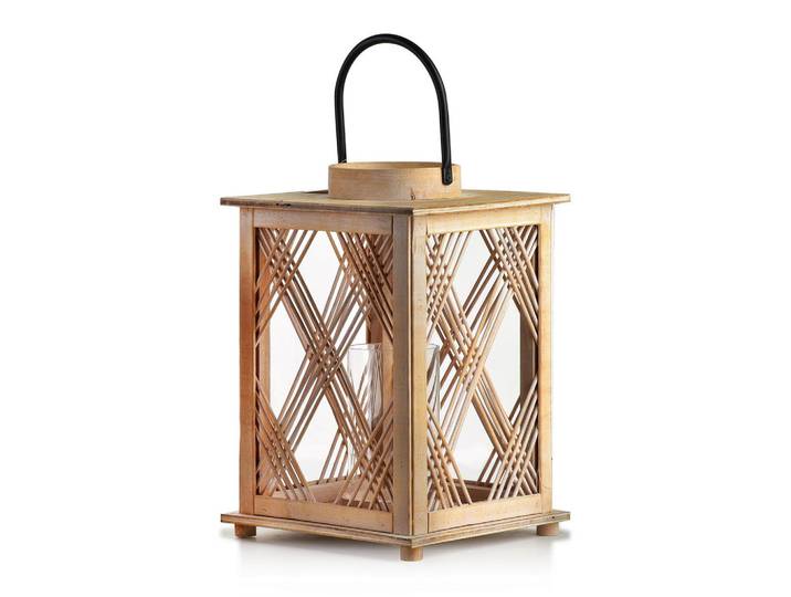 Mondex Laterne Louis Naturfarbe 23/23/35 cm Holz, Naturfarben, 23x35x23 cm, Dekoration, Laternen & Windlichter, Windlichter