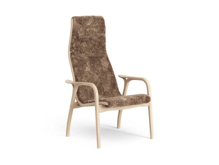 Swedese Lamino Sessel lackierte Buche/Schaffell Sahara (nougatbraun)
