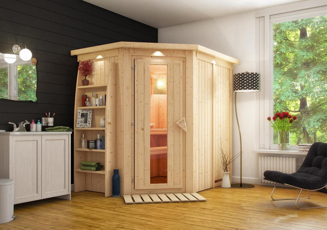 KARIBUHOLZT Sauna Carin Eck, o. Zub. m.Isoliertür u.Dachkranz 09231420