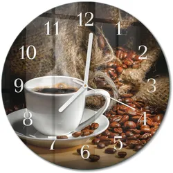 WANDUHR aus Glas Ø30 cm - Kaffee