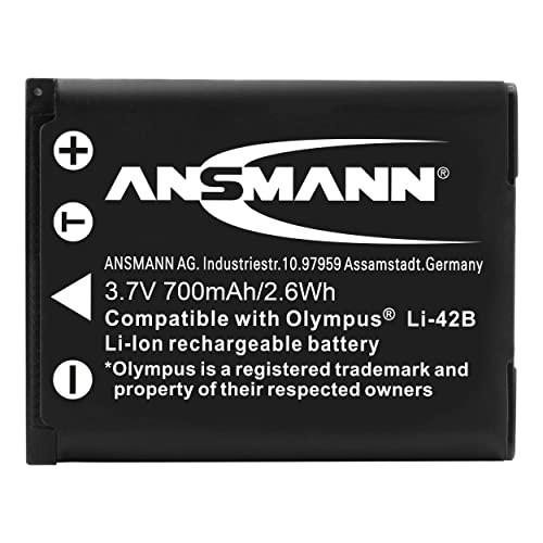 Ansmann Li-Ion Batterij voor Olympus Digitale Camera, 3,7V, 650mAh, Zwart