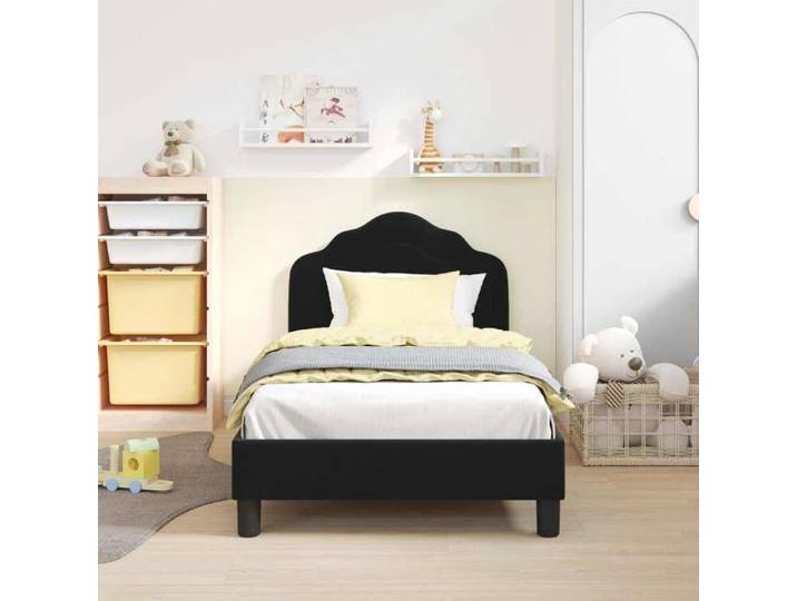 PROMOTION Lit 1 personnes Cadre de Lit simple - pour Adulte - pour enfants avec tête de lit Noir 80x160 cm 565303