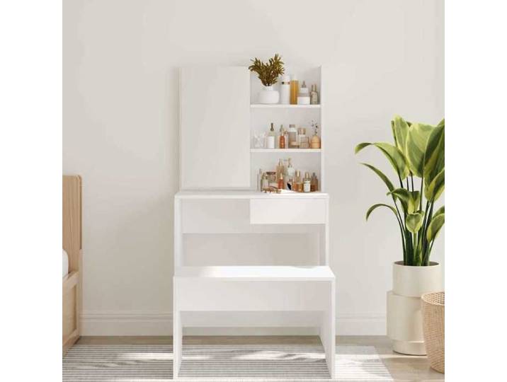 Meuble cosmétique - Blanc - Coiffeuse avec miroir blanc 74 5x40x141 cm(kqx54i)
