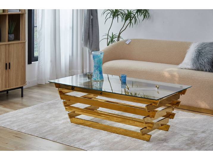 SalesFever Couchtisch Eleganter Tisch für Wohnzimmer, Edles Design-Gestell aus rostfreiem Stahl