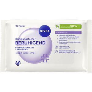Nivea Abschminktücher Reinigungstücher Beruhigend, mit Süßholzextrakt & Panthenol, empfindliche Haut, 25 Stück