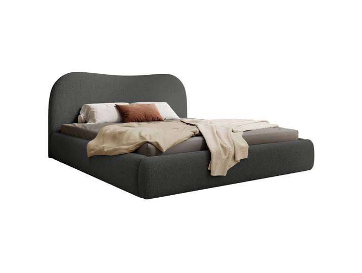 Gepolstertes Simsalo-Bett 180x200 cm mit Stauraum, grafitfarbenes