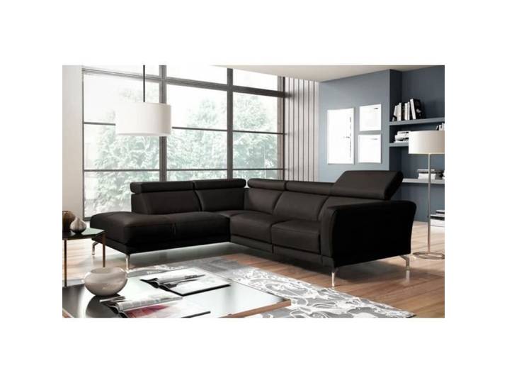 Canapé d'angle en 100% tout cuir épais de luxe italien 5/6 places DALBERT couleur cchocolat angle gauche
