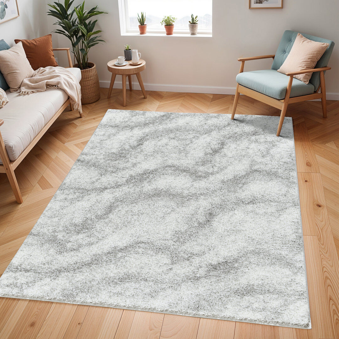 Ivy Bronx Saima Shag Ivory;Gray Rectangle 160 x 213cm