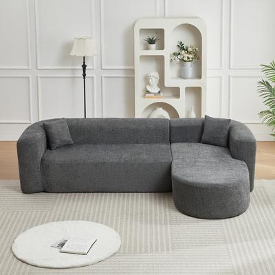 Abrihome "109.4"" L-Shaped Chenille Boneless Sectional Sofa with Pillows"