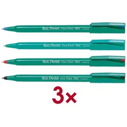 Pentel 12x Einweg-Tintenroller Ball »Fine Point R50« 4 Farben blau