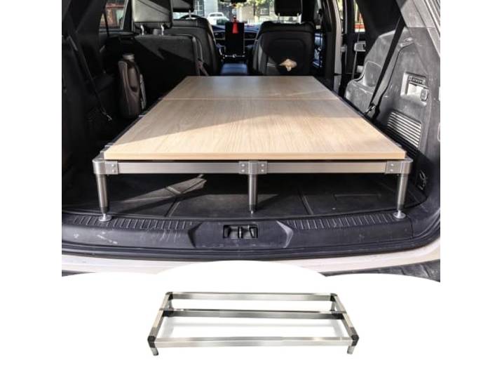 Autocamping Plattform SUV-Kofferraum-Bettgestell, Universell Ausziehbar Schlafsystem aus Edelstahl für Camper Gleicht die Schräge Des Kofferraums aus – für Ebenes Schlafen im Laderaum von SUVs