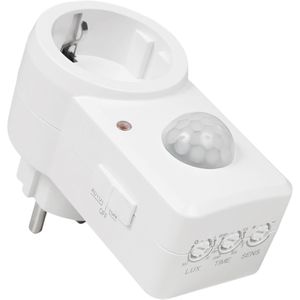 McPower Steckdosenadapter weiß, 1-fach Schuko bis 1200 Watt, mit Bewegungsmelder