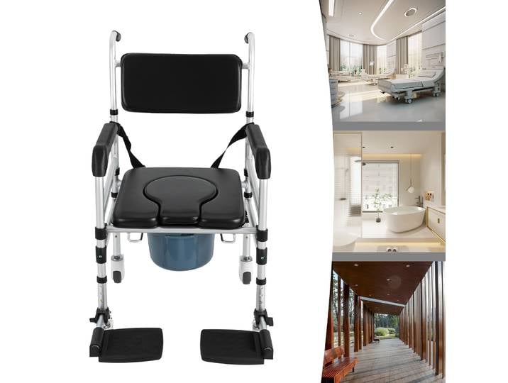 Chaise de toilette pliante avec roulettes, chaises de douche réglables pour personnes âgées handicapées, usage domestique, bain Mobile, rééducation de sécurité