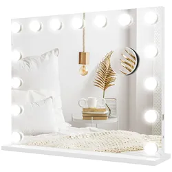 HOLLYWOOD Spiegel mit Beleuchtung, Dimmbar Schminkspiegel mit 15 LED Licht