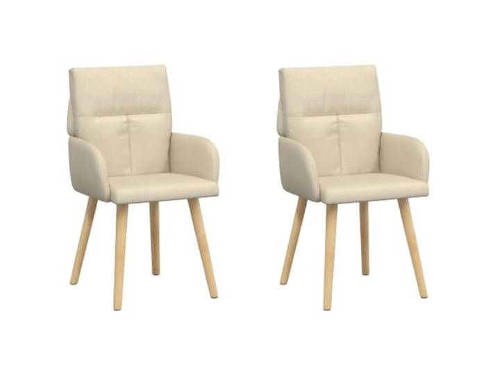 Fisinber Esszimmerstühle 2er Set Stoff Polsterstühle Creme Bequeme Polsterstühle mit Armlehnen und Beinen aus Kautschukholz schaffen eine gemütliche Atmosphäre im Essbereich.