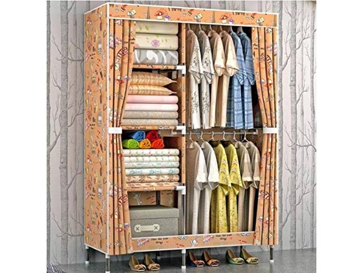 LigedamaiEU Stoff-Kleiderschrank for Kleidung, Stoff, zusammenklappbar, tragbarer Schrank, Aufbewahrungsschrank, Schlafzimmer, Wohnmöbel(E)