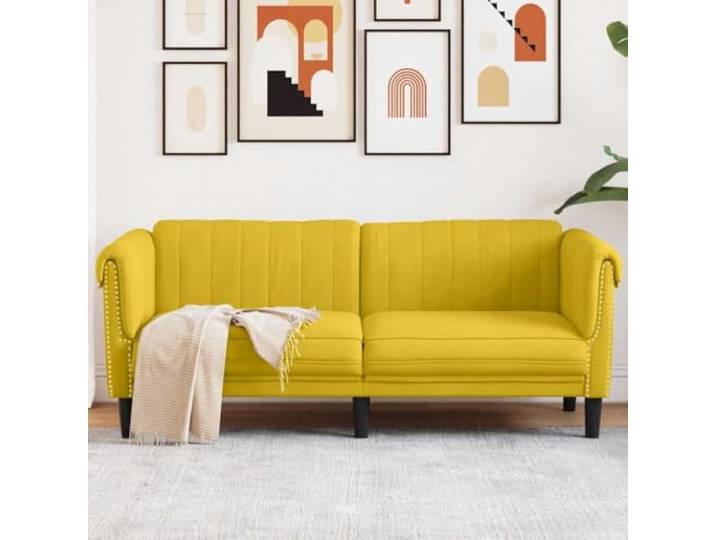HEFZGDB 2-Sitzer Sofa Gelb Samt Modernes Design mit Weichem Stoff und Stabilen Stützbeinen für Wohnzimmer Komfortables Sitzgefühl durch Dicke Polsterung an Sitz Armlehnen