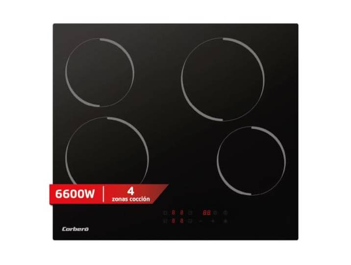 Corberó CCVM4606 Glaskeramikkochfeld 4 Zonen Touch-Steuerung Timer 99 min 9 Leistungsstufen Sicherheitsverriegelung ultradünnes Design Schwarz