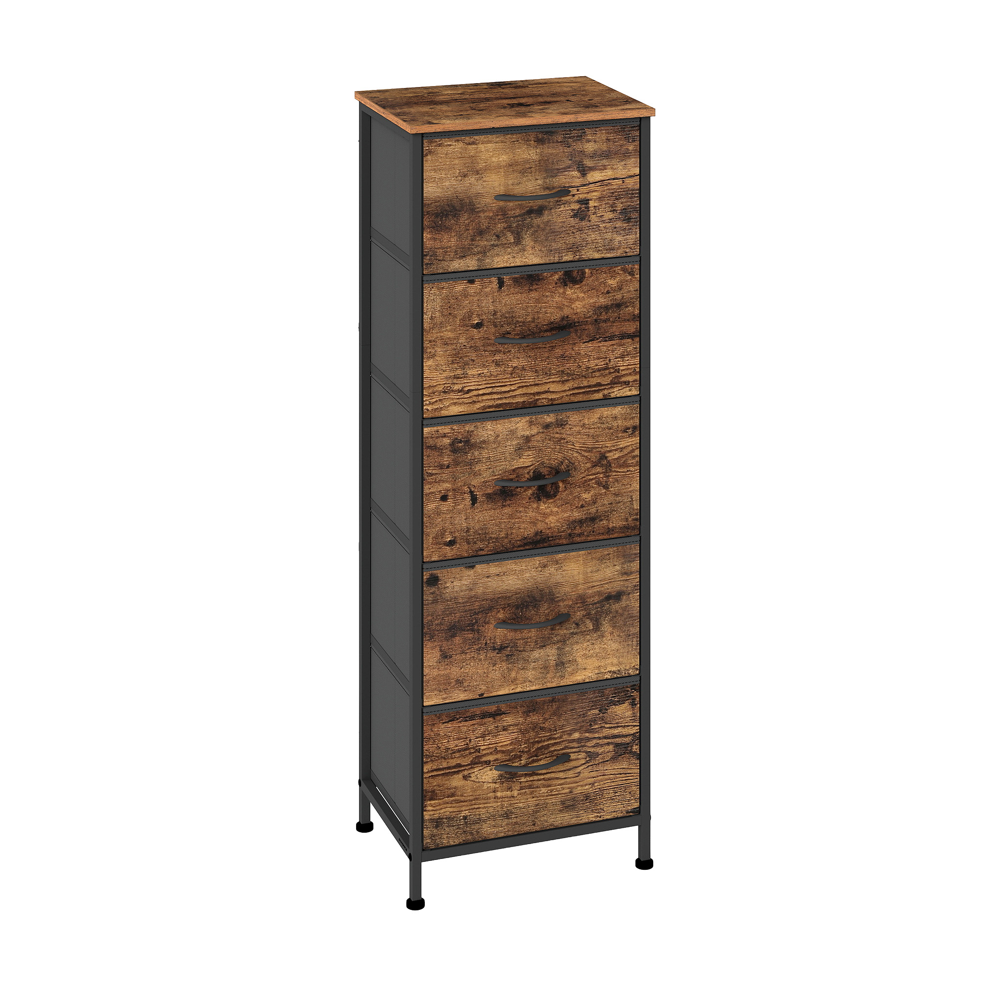 SONGMICS Kommode mit 5 Schubladen, Schmaler Stoffschrank für Flur, 39 LGSB35315BH04