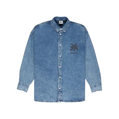 Langarmshirt QUIKSILVER "Rahmat", Damen, Gr. M, blau (medium blau), Obermaterial: 80% Baumwolle, 20% Baumwolle., Shirts Langarmshirt