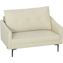 2-SITZER-SOFA 124 cm Kleine Couch mit Armlehne, Samtoptik, Cremeweiß