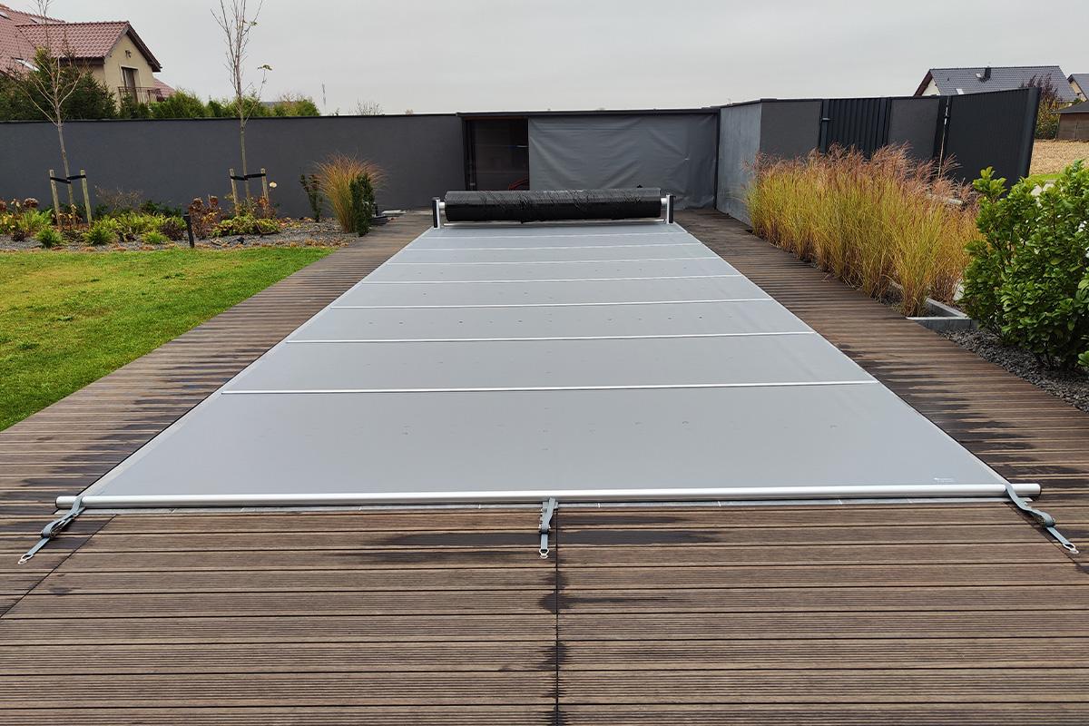 Liderpool Poolabdeckung begehbar Flat Section - Sand / Beige . 3,50 x 8,00 m