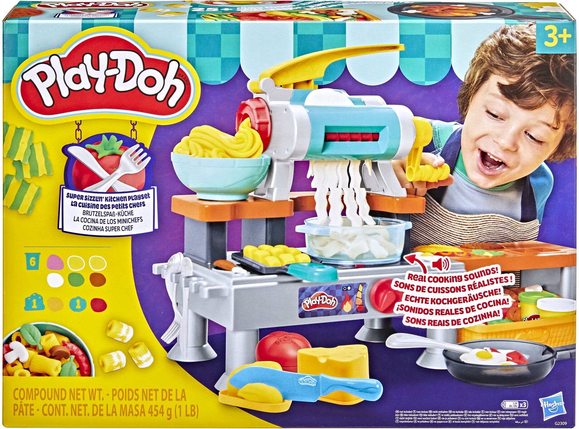 Play-Doh Super Sizzlin' Kitchen Playset with Real Cooking Sounds for Kids - Hasbro - 25+ Play-Doh Foods & Accessories Included