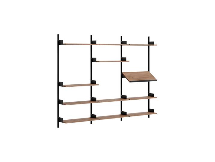 Modulers Design Wandregal „New Works Display“ Nussbaum / Schwarz