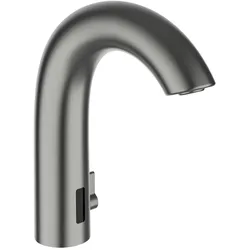 Laufen Elektronischer Waschtischmischer CURVETRONIC, 135 mm Ausladung, PVD-Edelstahl gebürstet, Batteriebetrieb (6V), Bluetooth-Adapter, mechanische Temperaturregelung