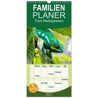 Familienplaner 2027 - Tiere Madagaskars mit 5 Spalten (Wandkalender, 21 x 45 cm) CALVENDO