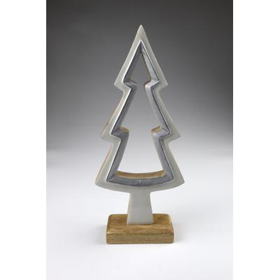 Dekobaum AM DESIGN "Dekofigur aus Holz", weiß, B:9cm H:20cm, Holzwerkstoff, Dekofiguren, 3er Set, BxH: 9x20 cm
