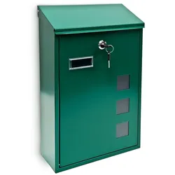 Relaxdays Briefkasten 3 Fenster Farbauswahl Dunkelgrün,Transparent