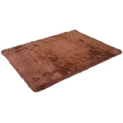 Mendler Teppich HWC-F69, Shaggy Läufer Hochflor Langflor, Stoff/Textil flauschig weich 160x120cm ~ dunkelbraun